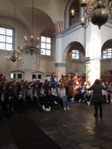 Image of: Members of the 2018 March of the Living trip visit Tykocin Synagogue.